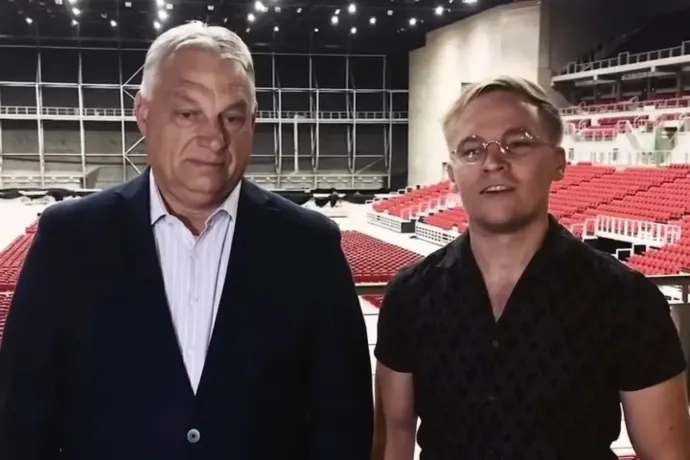 Orbán Viktor és Partos Bence a Papp László Sportarénában a miniszterelnök egyik videójában – Forrás: Orbán Viktor / Facebook