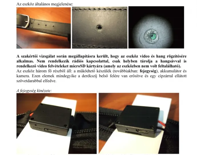Szakértői vélemény a kamerával felszerelt övről