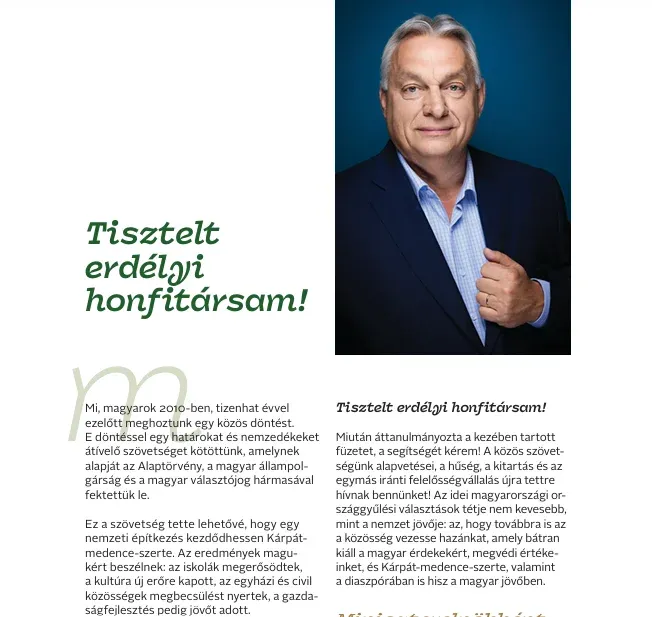 Orbán Viktor levele az erdélyi magyaroknak – Képernyőmentés