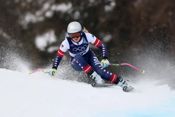 Vonn Cortinában az olimpia alatti egyik gyakorláson 2026. február 6-án – Fotó: Julian Finney / Getty Images