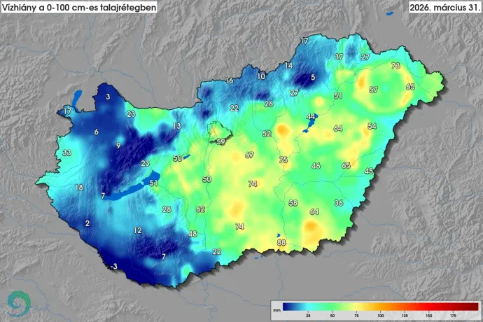 Vízhiány a talaj felső egyméteres rétegében Deborah előtt és után – Forrás: HungaroMet