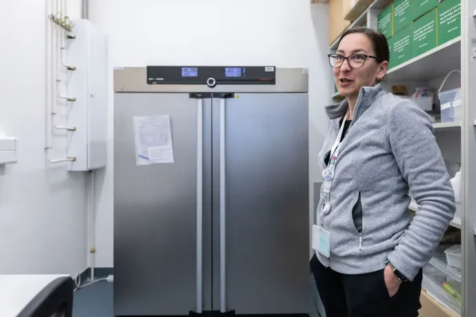 Kurucz Kornélia, a laboratórium vezetője – Fotó: Bődey János / Telex