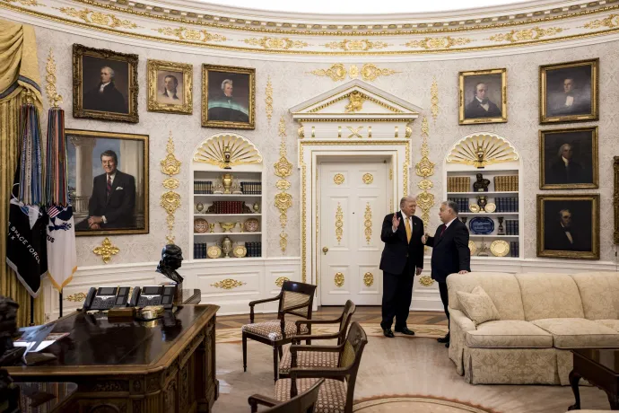 Donald Trump amerikai elnök fogadja Orbán Viktor miniszterelnököt a washingtoni Fehér Házban 2025. november 7-én – Fotó: Kaiser Ákos / Miniszterelnöki Kommunikációs Fõosztály / MTI