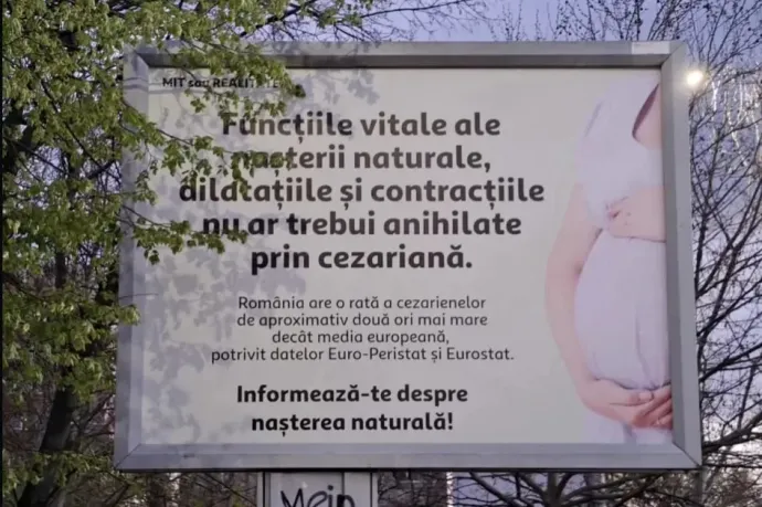 A császármetszést megbélyegző plakátok eltávolítását kéri egy USR-s szenátor Bukarestben