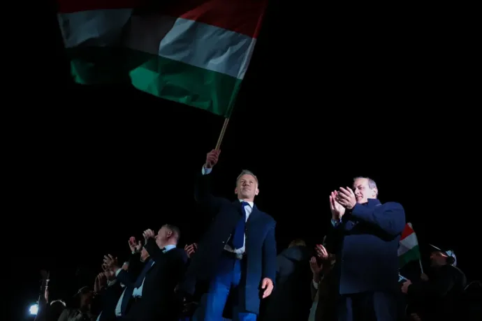 People celebrate in streets of Budapest after Tisza’s landslide victory
