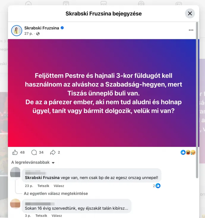 Forrás: Skrabski Fruzsina / Facebook