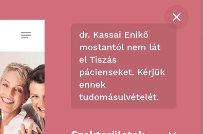 Egy magánklinika honlapján megjelent, hogy a vezető orvos mostantól nem lát el tiszás pácienseket