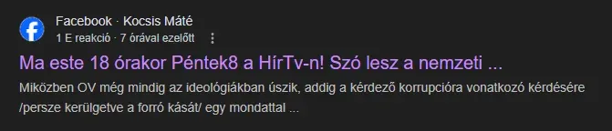 A Google által indexált, azóta eltávolított poszt és cikk.