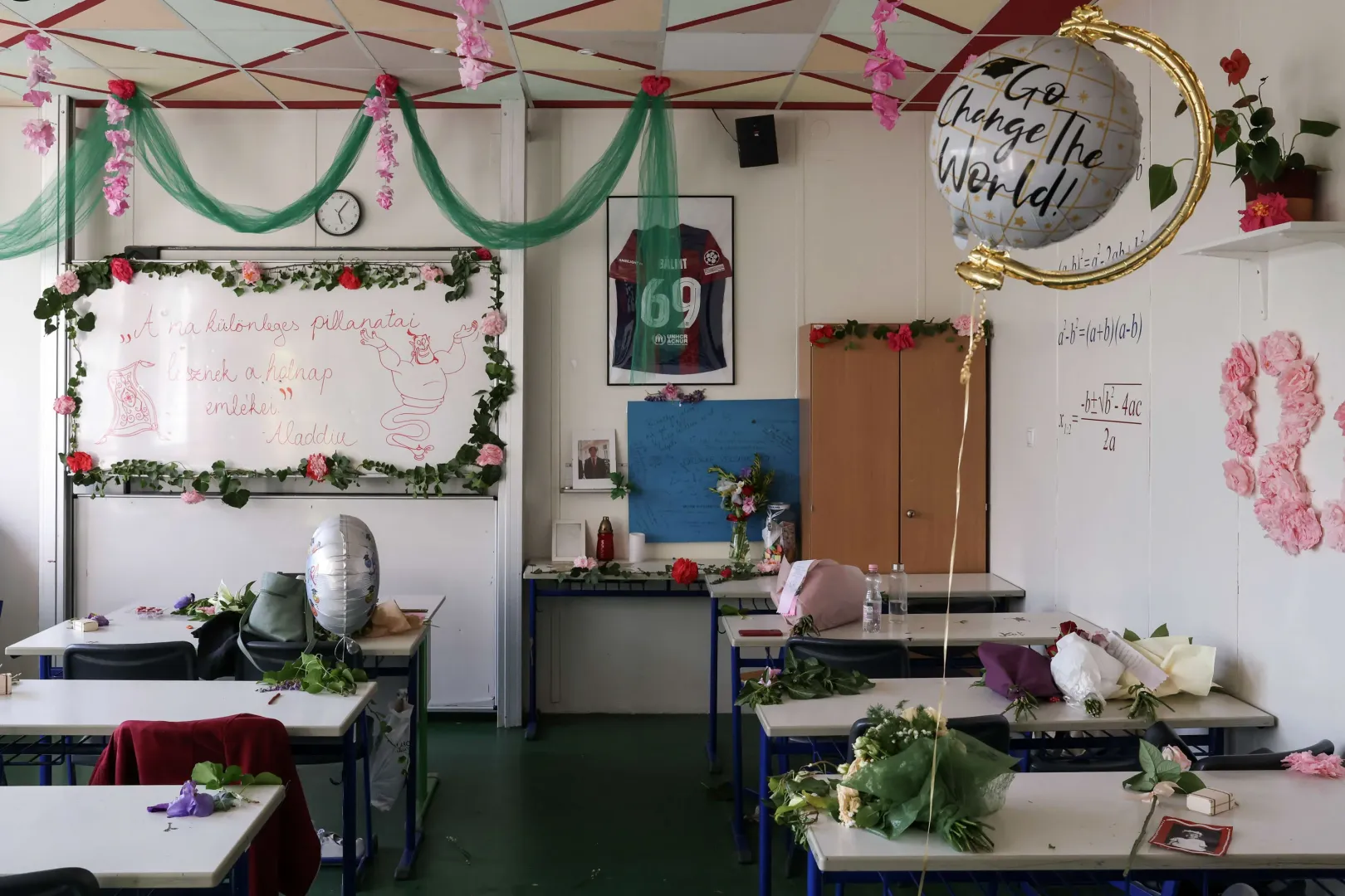 Bálint barátai a tanév elején az osztályterem falára akasztották a focimezét, és egy palackban kézzel írt üzeneteket helyeztek el