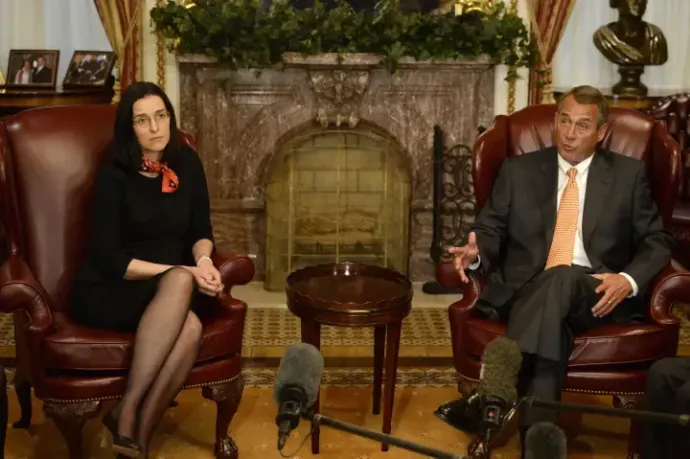 John Boehner, Speaker of the U.S. House of Representatives, meets with Anita Orbán, Hungary’s ambassador-at-large for energy security, in Washington on March 25, 2014 – Photo: Michael Reynolds / EPA / MTI