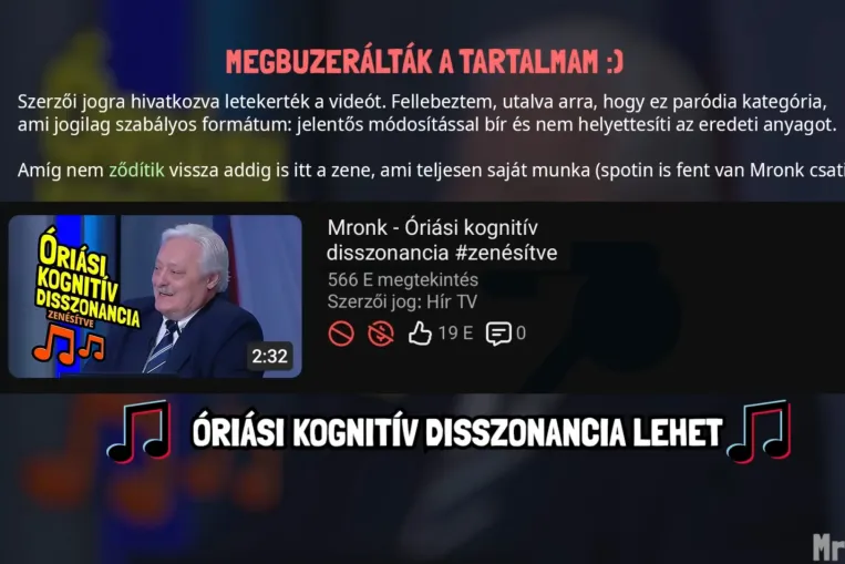 A Hír TV-nél valakit nagyon zavarhatott a Gajdics Ottóból készült MI-sláger, ezért felnyomta a YouTube-nál szerzői jogokra hivatkozva