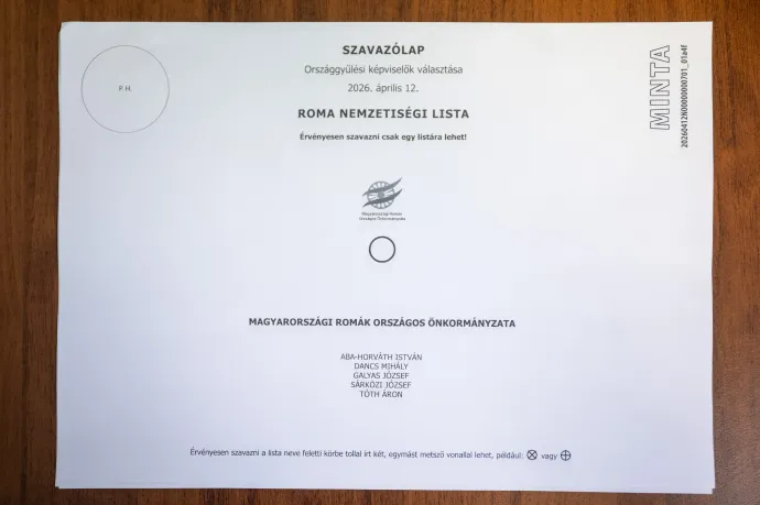 Roma nemezetiségi szavazólap a Nemzeti Választási Bizottság ülésén Budapesten 2026. március 10-én – Fotó: Balogh Zoltán / MTI