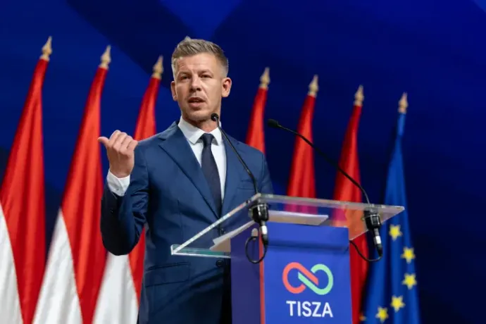 Péter Magyar holds an international press conference the day after the election, on 13 April – Photo: János Bődey / Telex 