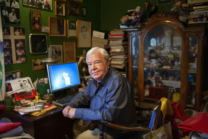 Gálvölgyi János az otthonában 2019. április 9-én – Fotó: Keleti Éva / MTI