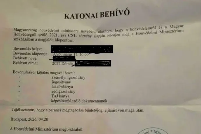 Kamu katonai behívókat kaptak többen is Dömösön, a rendőrség nyomoz