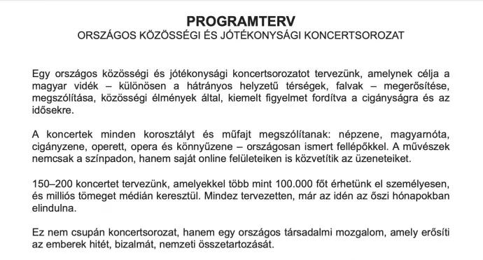 Részlet a Novo Studium a Nemzeti Kulturális Alapnak beadott pályázatából – Fotó: Telex