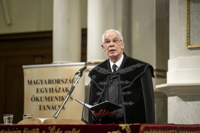 Balog Zoltán, a Magyarországi Református Egyház Dunamelléki Egyházkerületének püspöke beszédet mond az ökumenikus imahét országos nyitó istentiszteletén a fővárosi Kálvin téri református templomban 2026. január 18-án. – Fotó: Kovács Márton / MTI