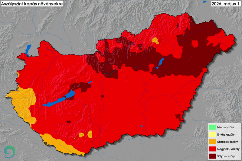 Az aszályszint változása május elejétől a mediterrán ciklon végéig – Forrás: HungaroMet