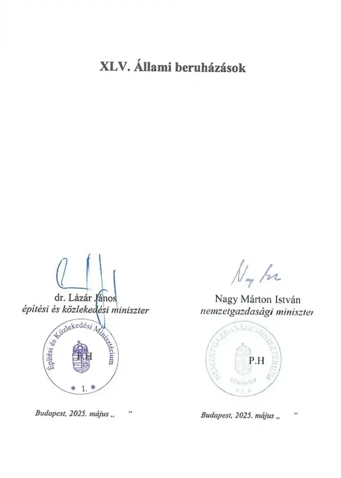A költségvetés fejezeti indoklásainak fejezeti fedőlapjai a felelősök nevével és aláírásával – Forrás: T/11864 számú törvényjavaslat Magyarország 2026. évi központi költségvetéséről