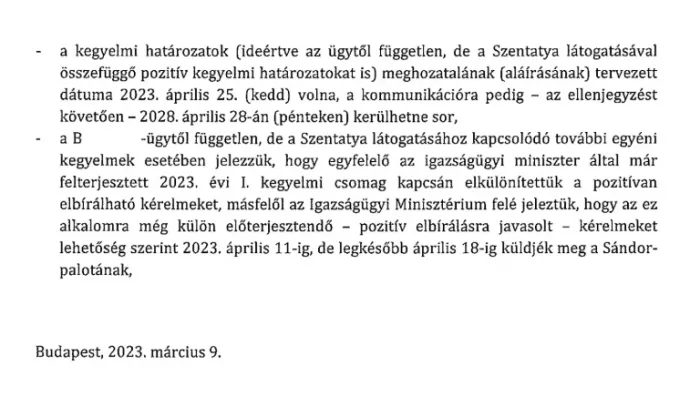 A Sándor-palota 2023. március 9-i feljegyzésének részlete – Forrás: Sándor-palota
