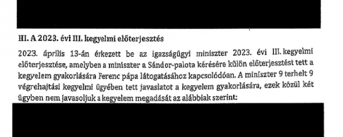 A felterjesztés azon pontjai, amelyeken a Sándor-palota jogi csapata eltért az igazságügyi miniszter ajánlásaitól – Forrás: Sándor-palota