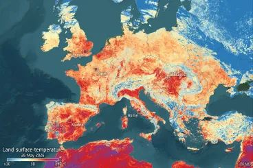 Műholdképen a májusi európai hőhullám