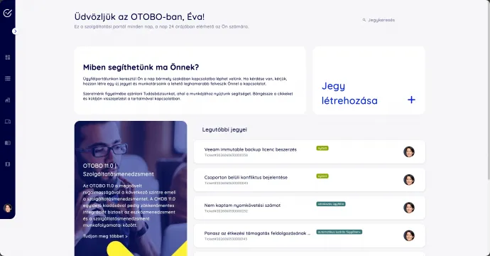 Az OTOBO önkiszolgáló ügyfélportálja/ Fotó: Open Kernel Bt.
