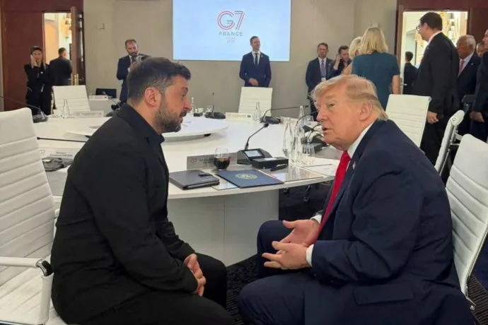 Trump és Zelenszkij a G7-csúcson 2026. június 16-án – Fotó: Ukrán elnöki sajtószolgálat / Reuters