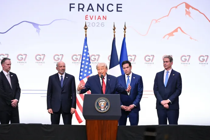 Donald Trump sajtótájékoztatója a G7-csúcson 2026. június 17-én – Fotó: Ansgar Haase / picture alliance / Getty Images