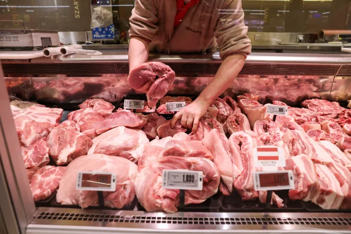Húspult egy budapesti szupermarketben 2025 márciusában – Fotó: Melegh Noémi Napsugár / Telex