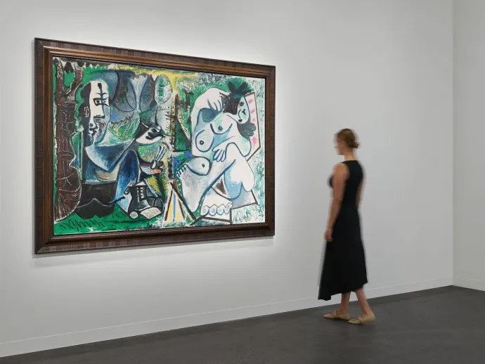 Picasso 1963-ban készült Le peintre et son modèle dans un paysage című festménye a kiállításon – Fotó: Hauser & Wirth