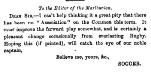 A kifejezés egyik 1885-ös angliai előfordulása – Forrás: The Marlburian / Scottish Sport History