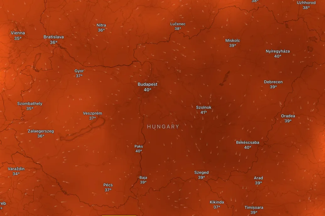 Térképen, ahogy a hőkupola egyre inkább rátelepszik Magyarországra