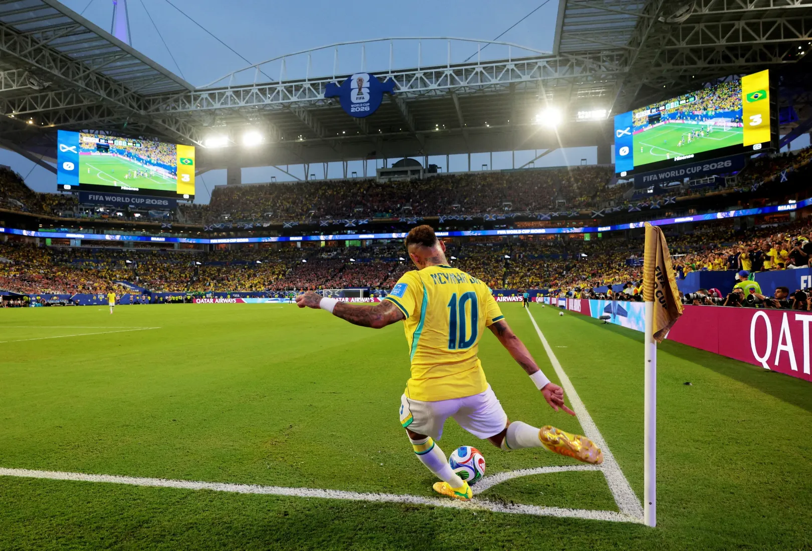 A brazil válogatott egyik legnagyobb sztárja, Neymar 981 nap kihagyás után tért vissza a csapatba a Skócia elleni mérkőzésen – Fotó: Sam Navarro / IMAGN / Reuters 