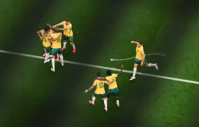 Az ausztrálok ünneplik egyenlítésüket. Fotó: Lars Baron / 2026 Getty Images