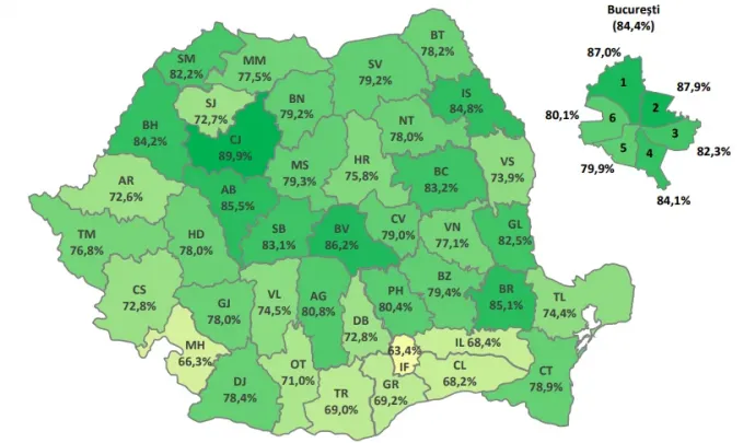 Csak az idén végzettek sikerességi arányai – Forrás: edu.ro