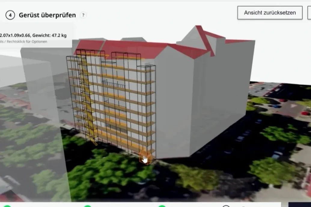 Elég megadni az épület címét, pár fotót, és az MI meg is tervezi az állványzatot