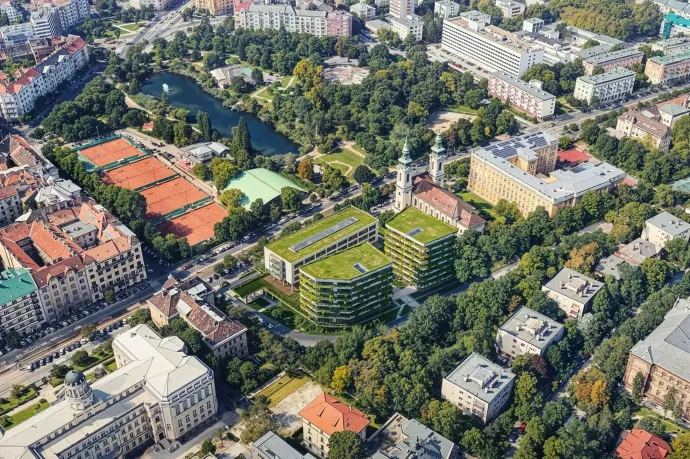 A beruházás egy korábbi látványterve. Ennél alacsonyabb lesz – Forrás: Vikár és Lukács Építész Stúdió