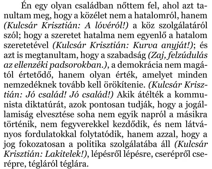 A szóban forgó részlet a parlamenti naplóból – Forrás: Parlament.hu