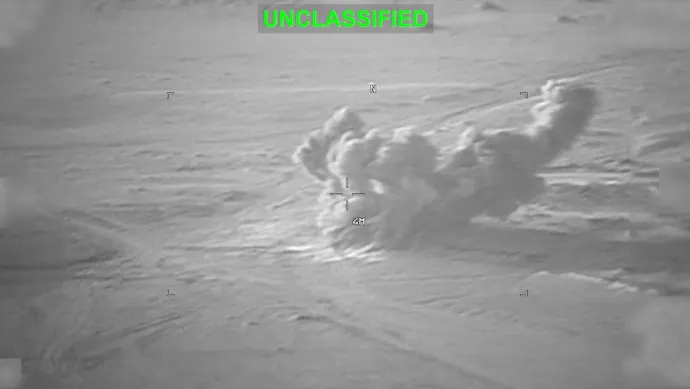 Amerikai légicsapás Iránban egy 2026. július 19-én kiadott videó képkockáján – Fotó: U.S. Central Command / Reuters