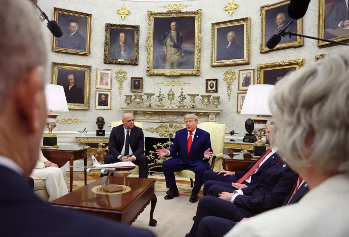  Donald Trump amerikai elnök és Joseph Aoun libanoni elnök a Fehér Ház Ovális Irodájában 2026. július 21-én – Fotó: Kevin Dietsch / Getty Images