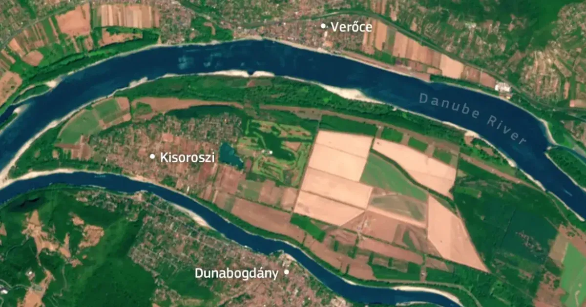 Műholdképen nagyon látványos, milyen alacsony a Duna vízszintje