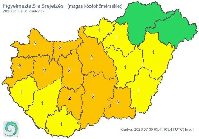 A HungaroMet kilenc megyére adott ki narancsriasztást – Forrás: HungaroMet