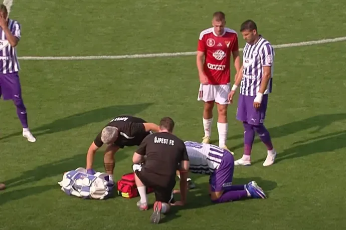 Rosszul lett az Újpest csapatkapitánya a vasárnapi hőségben játszott focimeccsen
