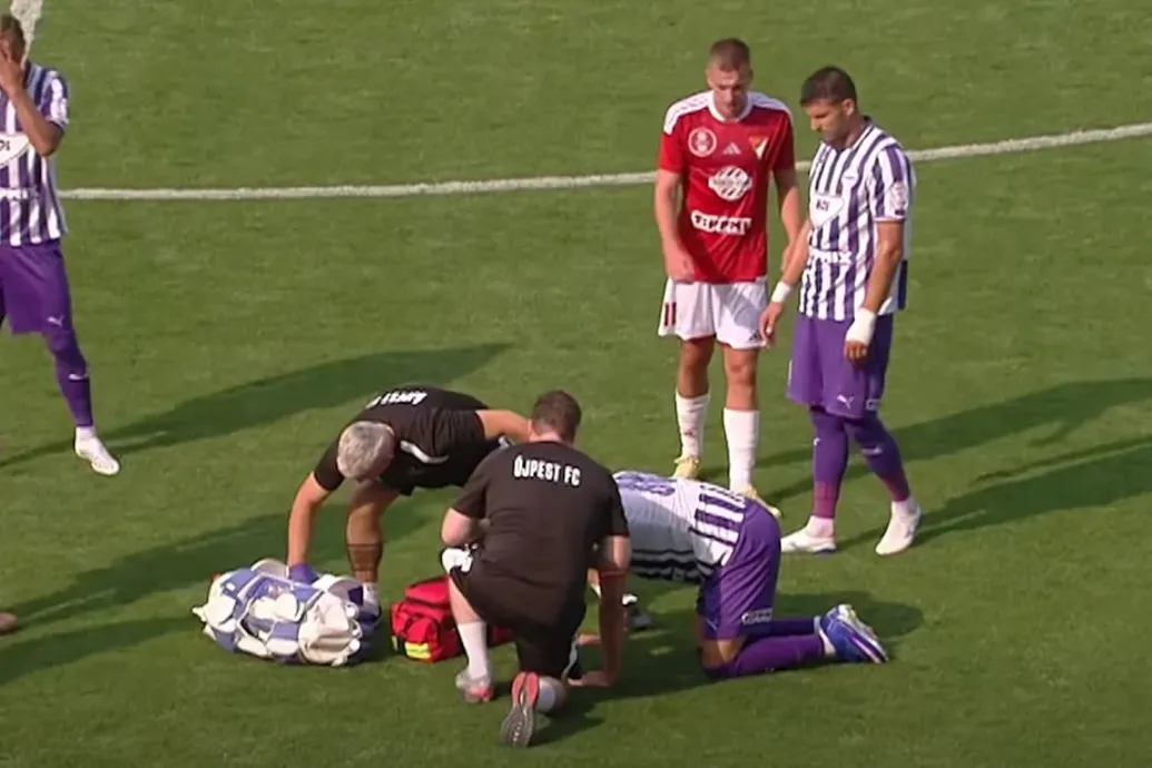 Rosszul lett az Újpest csapatkapitánya a vasárnapi hőségben játszott focimeccsen