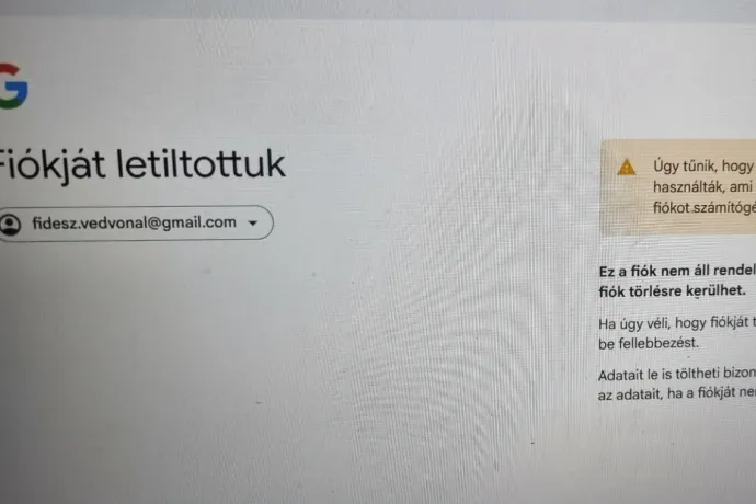 Czunyiné szerint a Védvonal már a Google szemét is csípi, ezért tilthatták le a szervezet gmailes címét