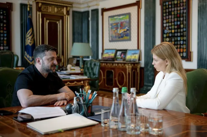 Zelenszkij elnök és Sztefanyisina egyeztet Kijevben, 2025. július 17-én – Fotó: UKRAINIAN PRESIDENTIAL PRESS SERVICE / AFP