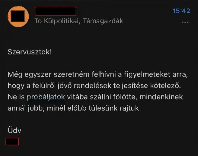 Felülről jövő rendelésekk teljesítse kötelező – képernyőfotó a szerkesztői utasításról