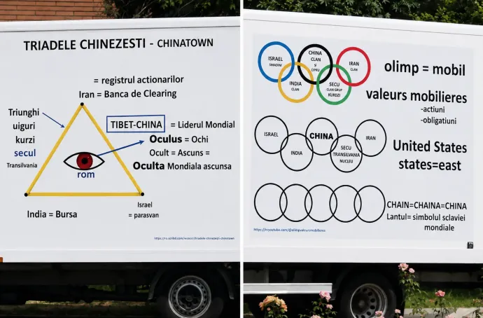 A Csíkszeredában parkoló furgonok oldalán olvasható üzenetek – Fotó: Korodi Attila Facebook-oldala