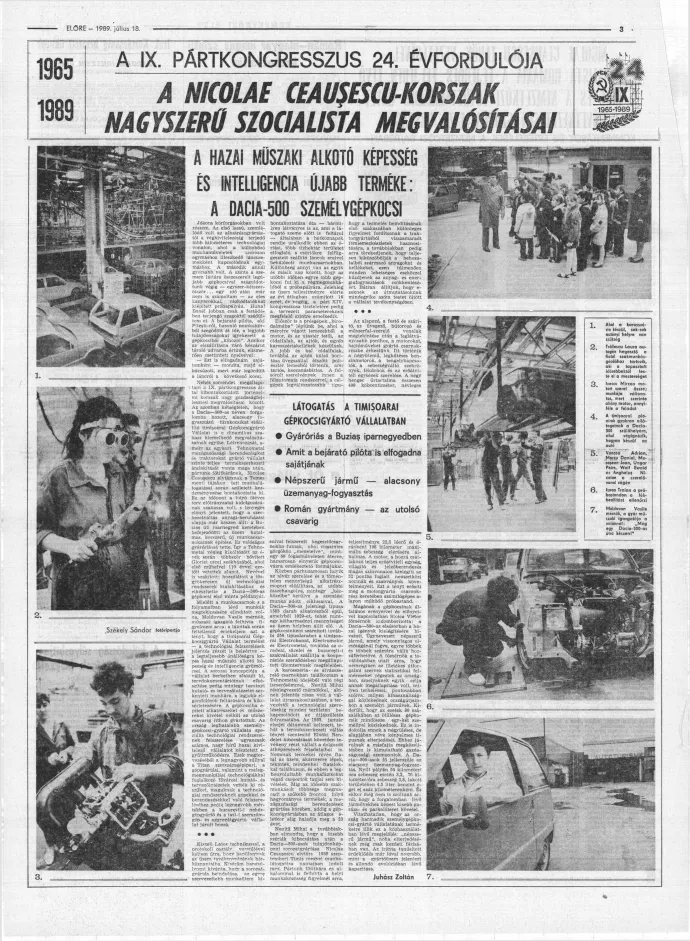 Termelési riport az Előre napilap 1989. július 18-i számában – Forrás: Arcanum Újságok